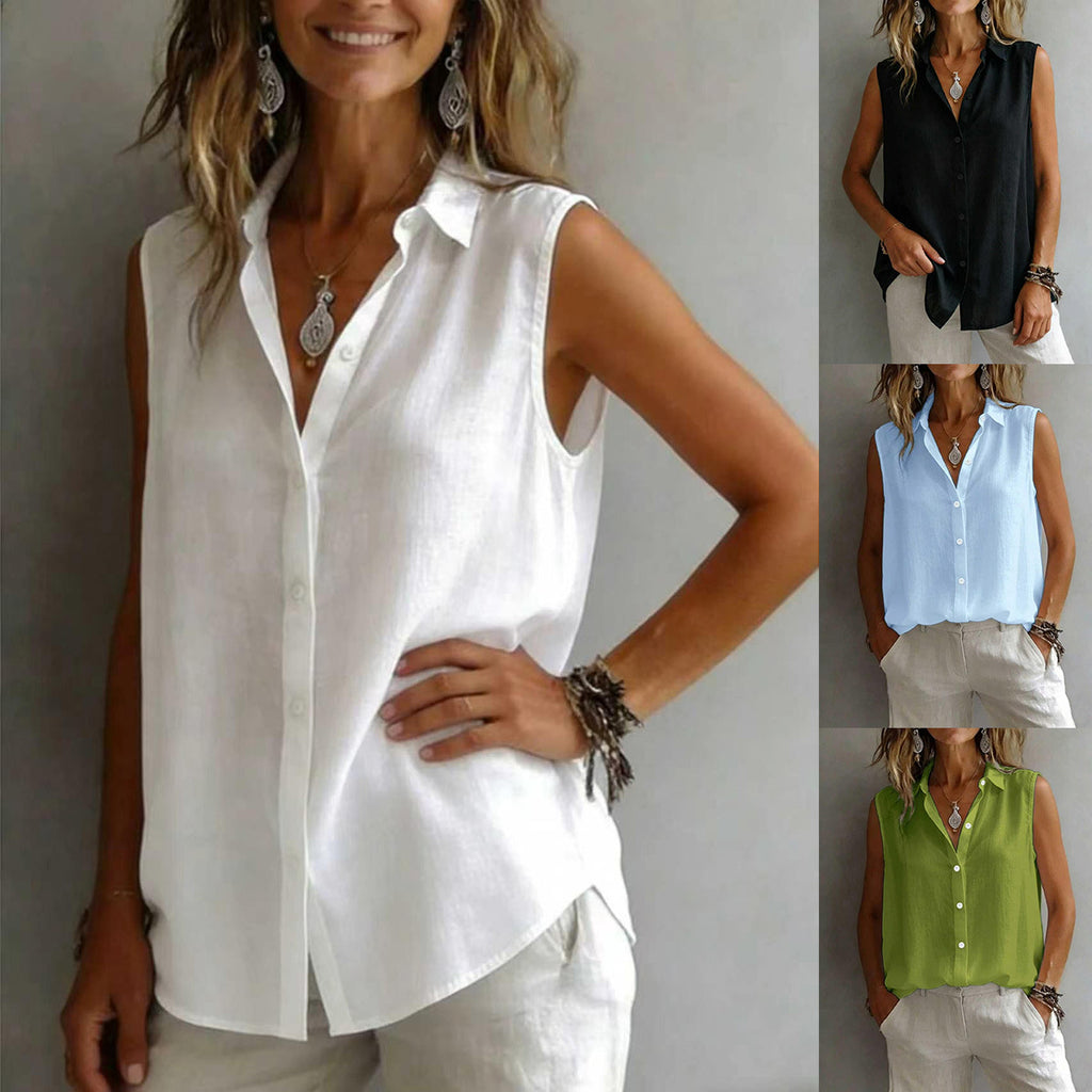 Ärmelloses Casual-Shirt mit Reverskragen – Bild 2 | LuxeStyle
