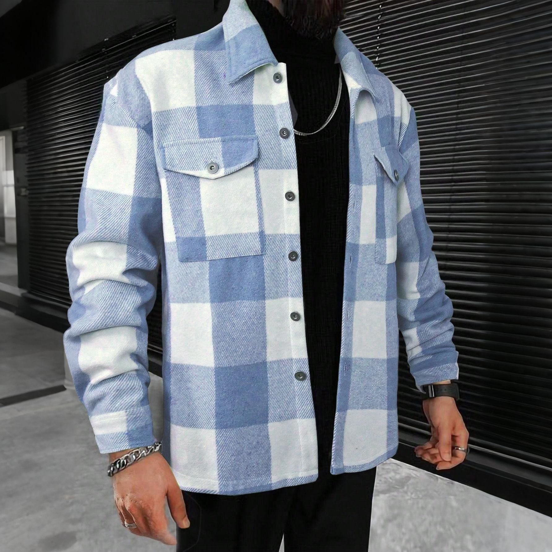 Freizeit Hemdjacke im Revers-Stil für Herren