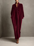 Mandarinkragen-Langkleid mit Goldsamt – Bild 7 | LuxeStyle