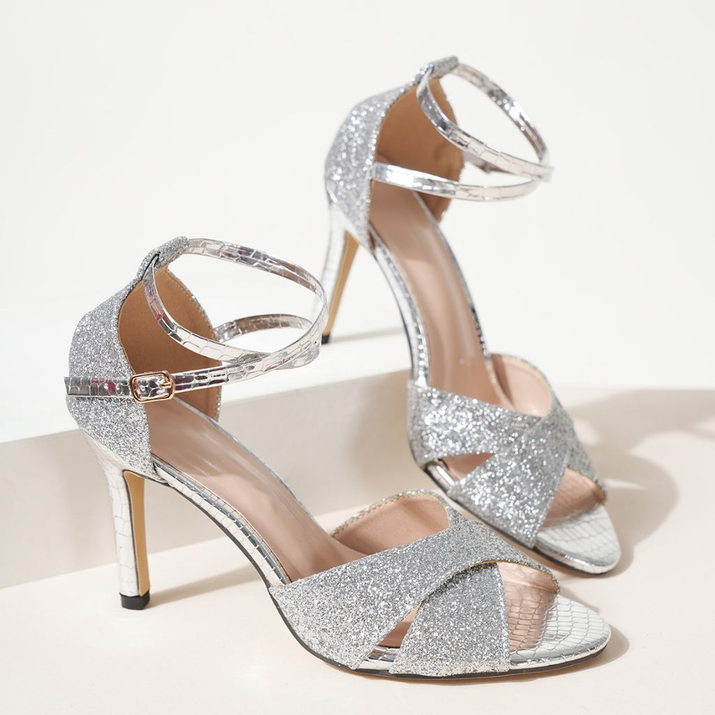 High-Heel Latin Sandalen mit Glitzer