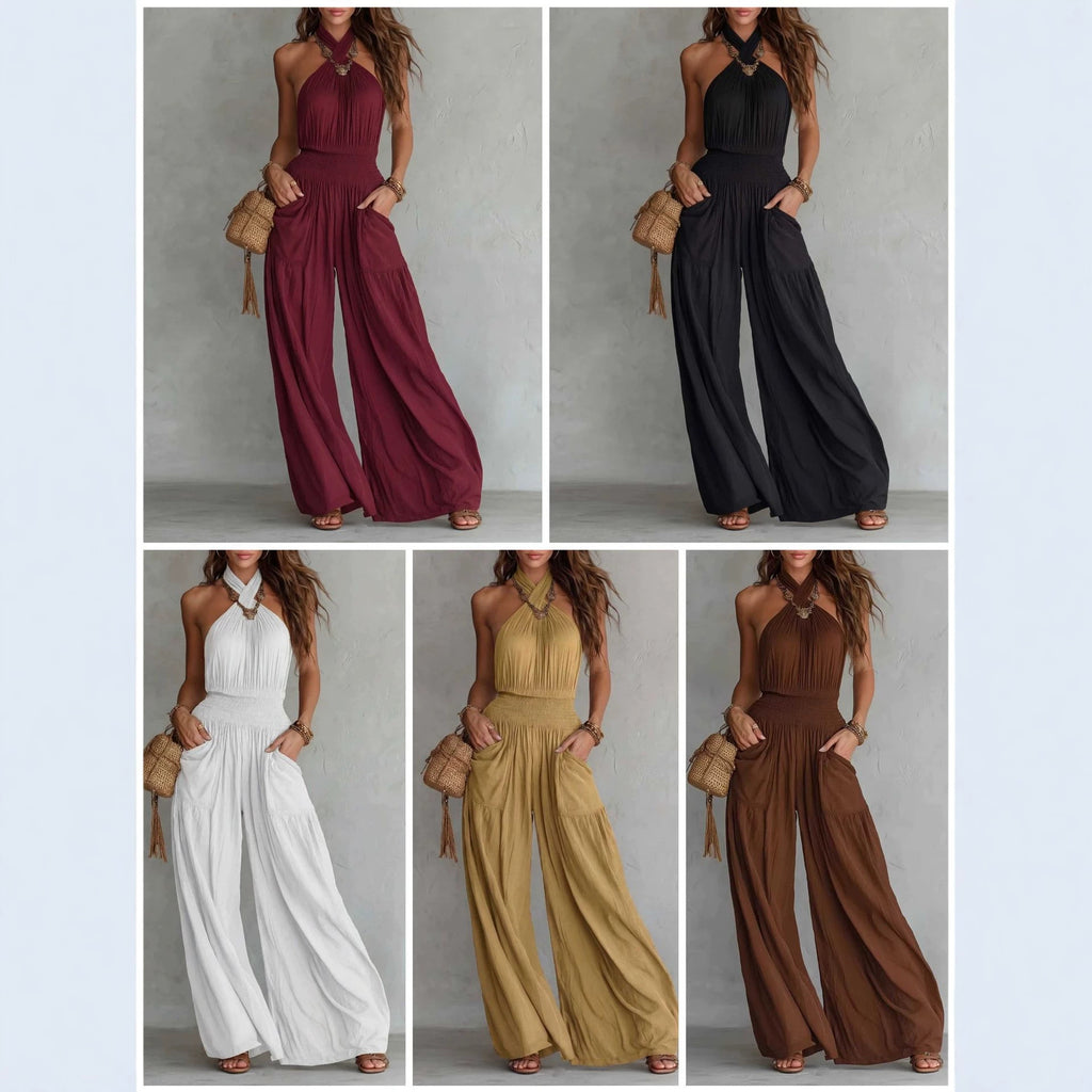 Ärmelloser Jumpsuit mit weitem Bein