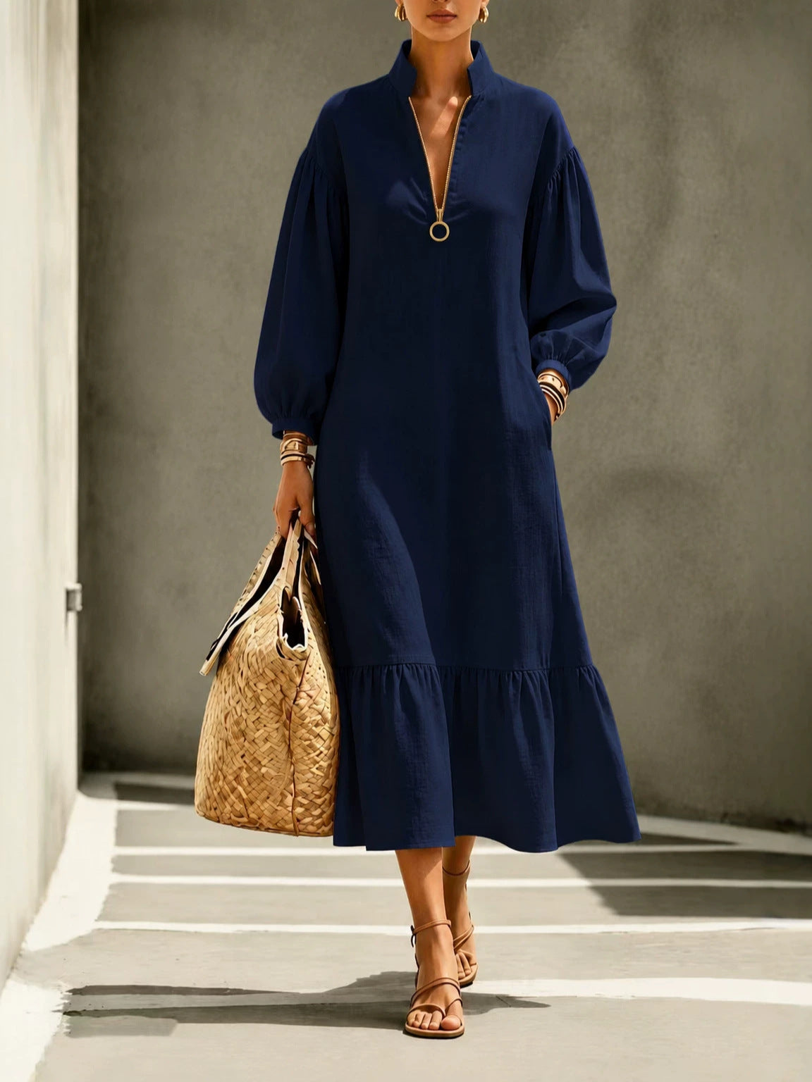 Schlanker Swing-Kleid in Weinrot – Bild 4 | LuxeStyle