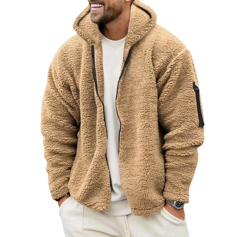 Warme Wende-Fleecejacke mit Kapuze für Herren