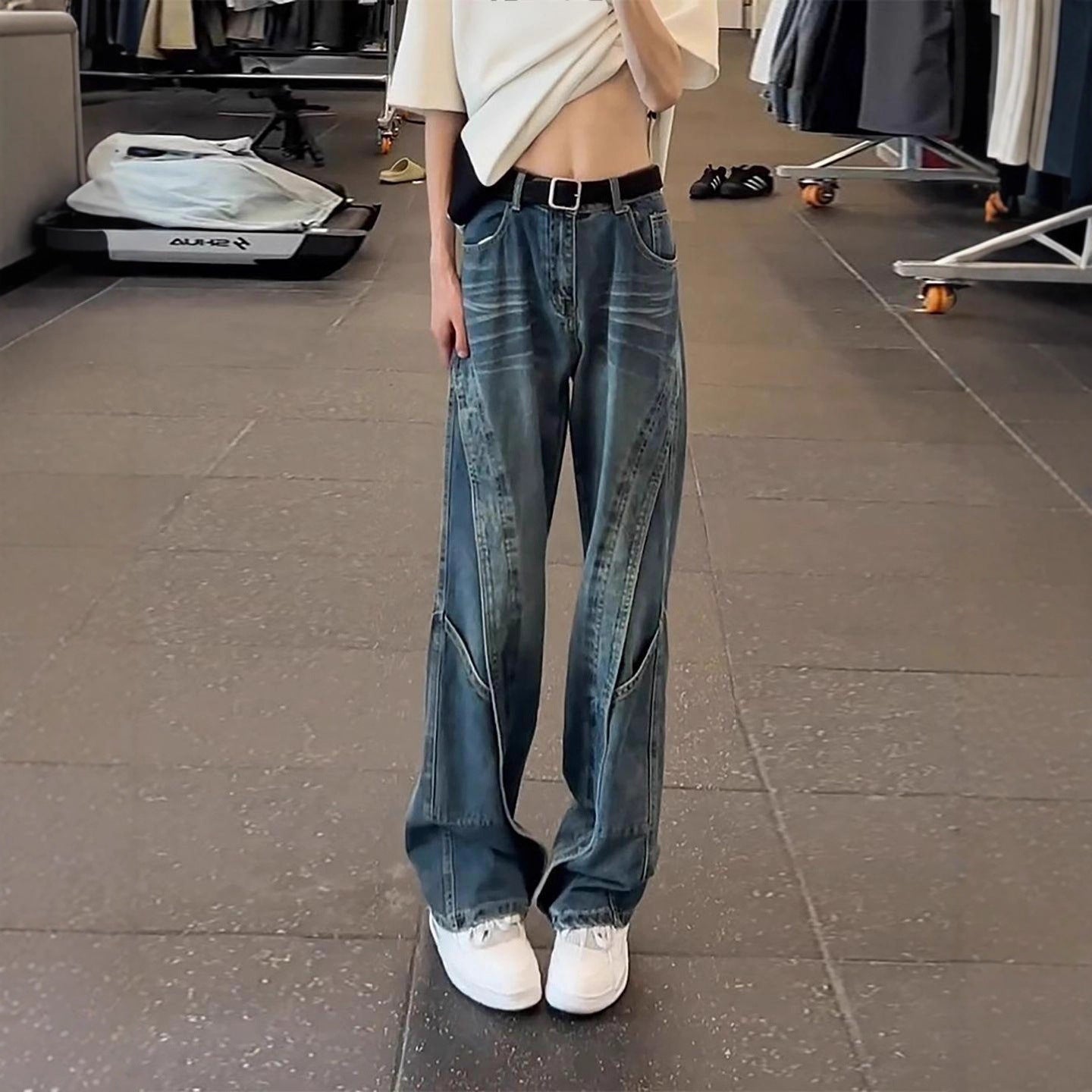 Patchwork Jeans im Vintage-Look für Herren