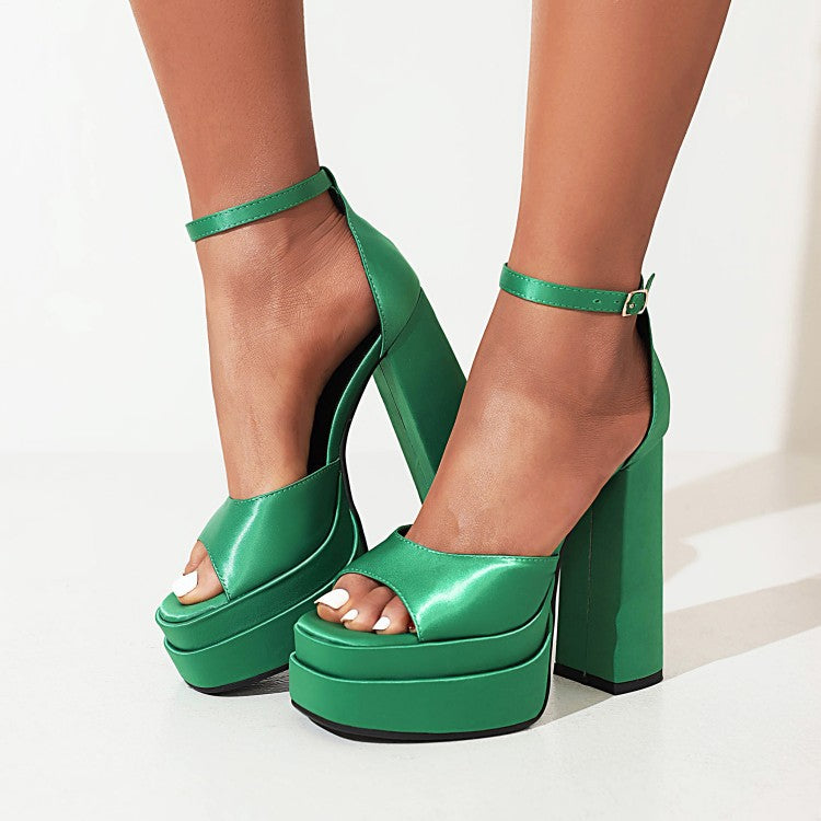Chunky High Heel Sandalen aus Seide – Bild 11 | LuxeStyle