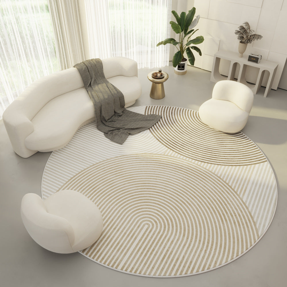 Runder Teppich Ring Samt Modern Creme