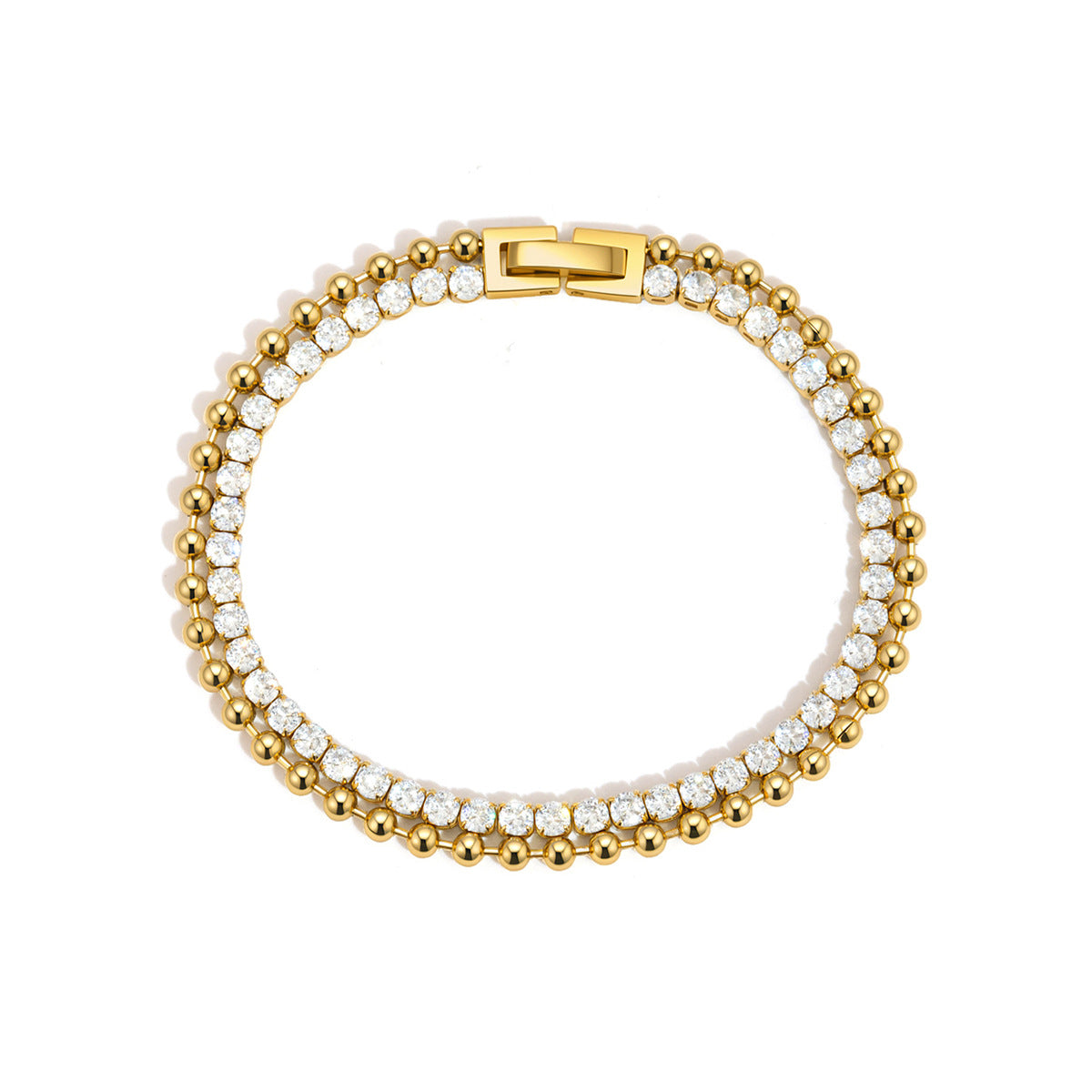 Doppellagiges Zirkon-Armband aus Edelstahl – Bild 4 | LuxeStyle