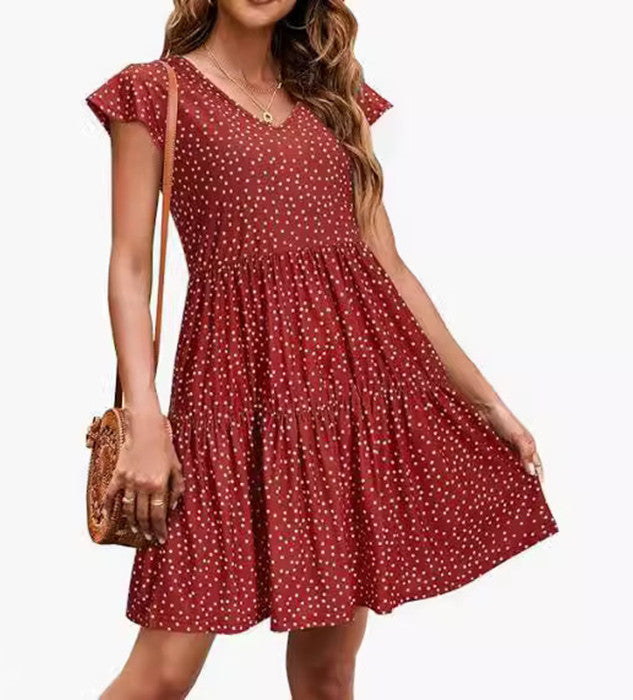 Elegantes Plisseekleid mit V-Ausschnitt – Bild 3 | LuxeStyle