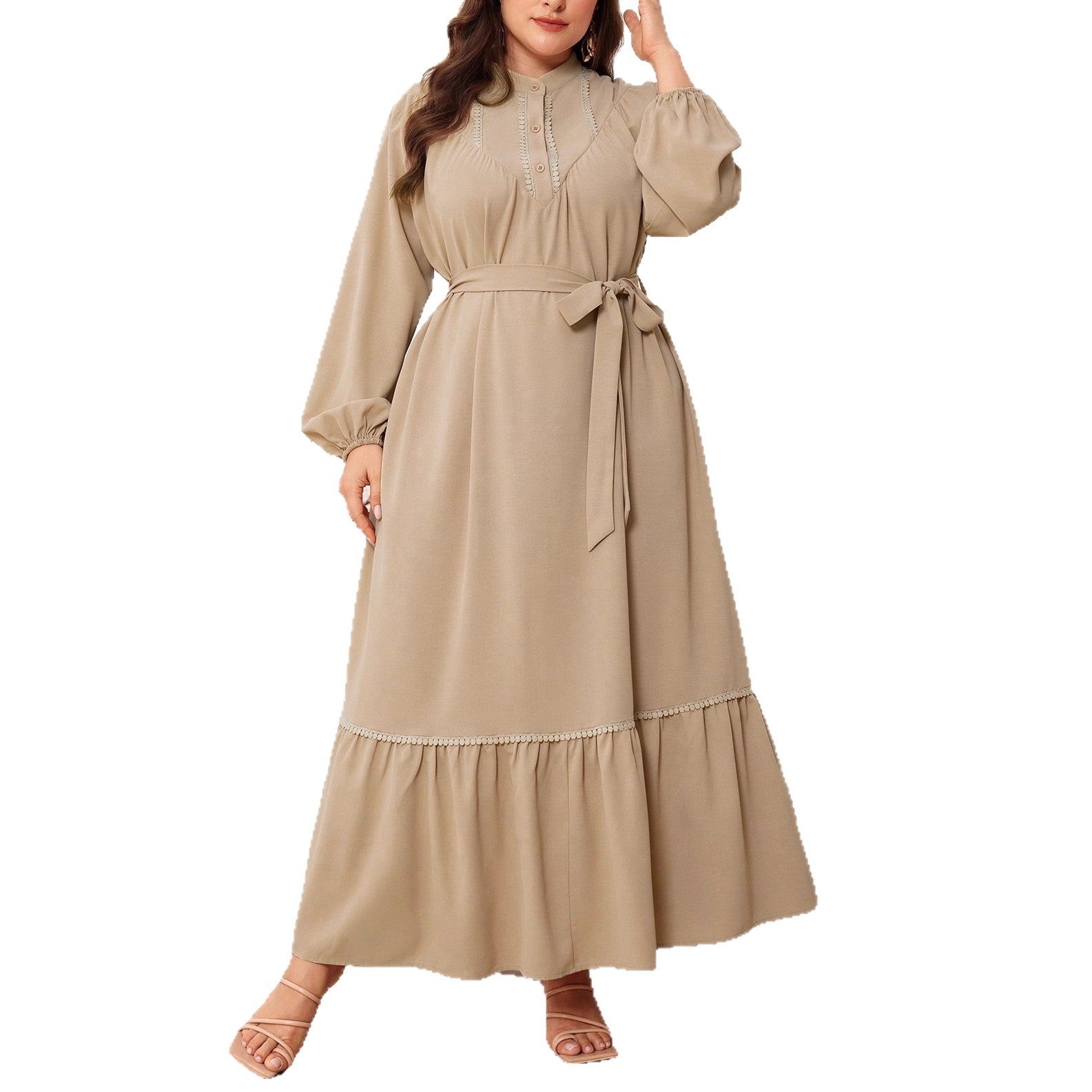 Elegantes A-Linien Maxikleid mit Stickerei