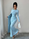 Elegantes himmelblaues Herbst-/Winterkleid – Bild 6 | LuxeStyle