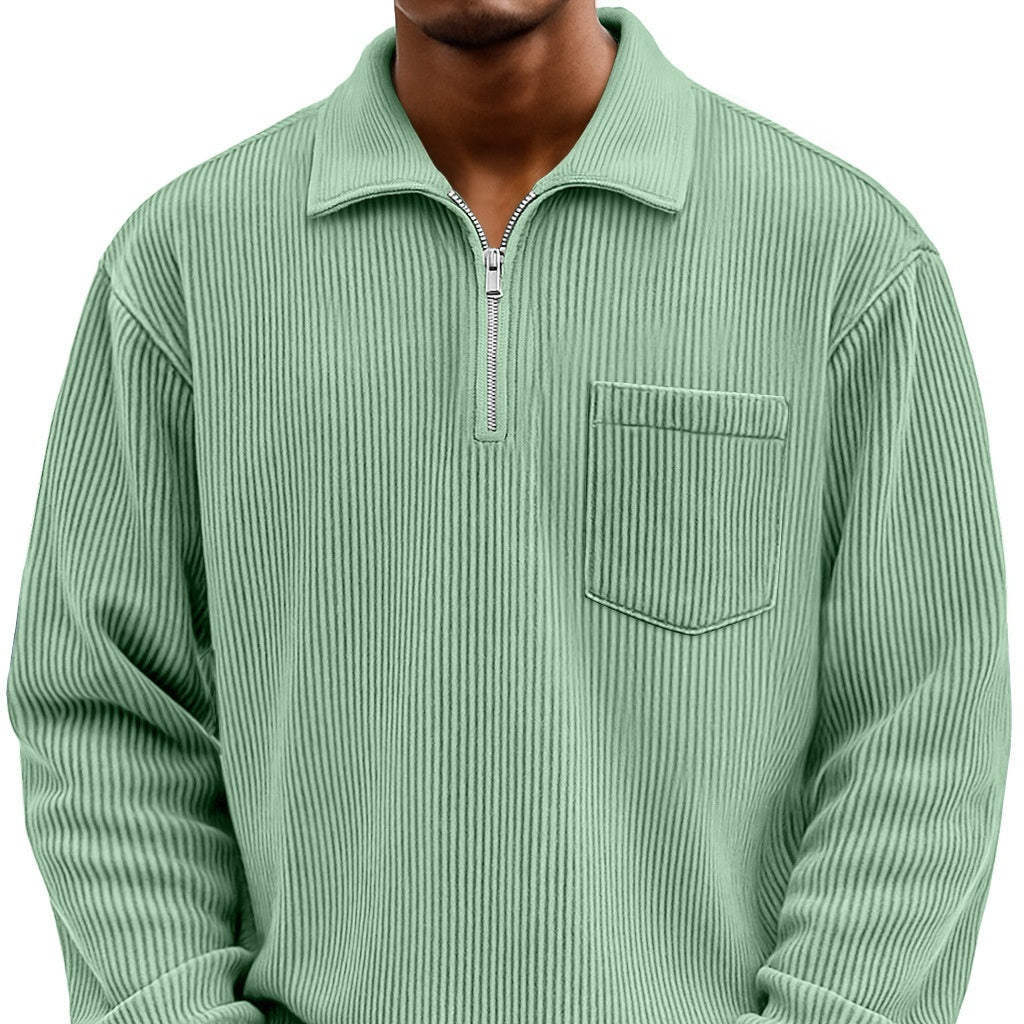 Henley Langarm-Hoodie mit Reissverschluss