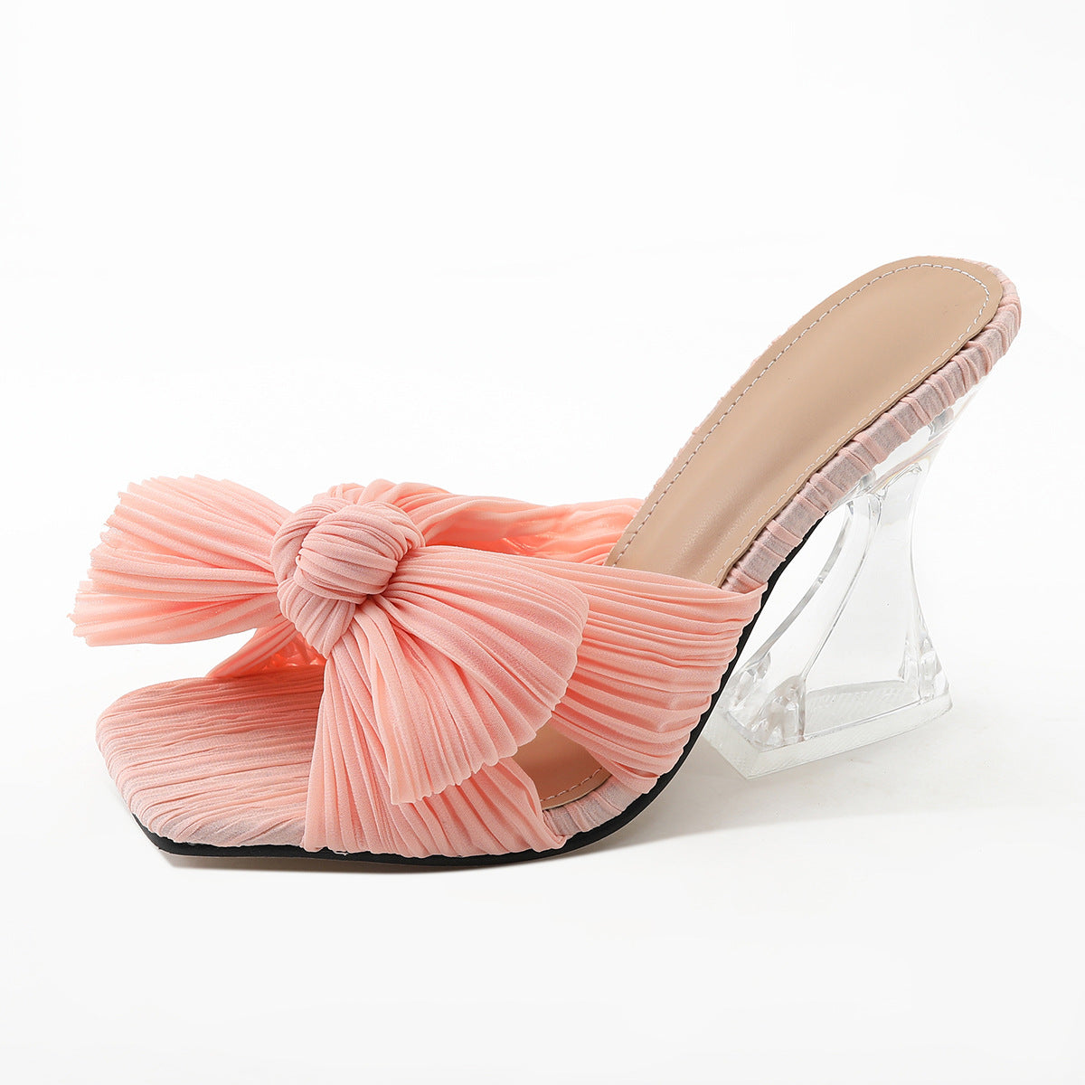 Satin-Sandalen mit geformtem Absatz | LuxeStyle
