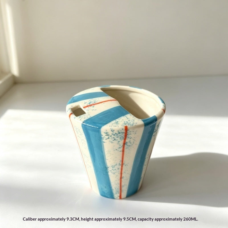 Keramik-Kaffeetasse mit Farbblock-Streifen – Bild 3 | LuxeStyle