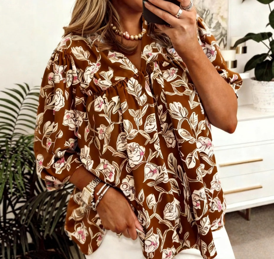 Elegantes Langarmshirt mit Blumenprint – Bild 4 | LuxeStyle