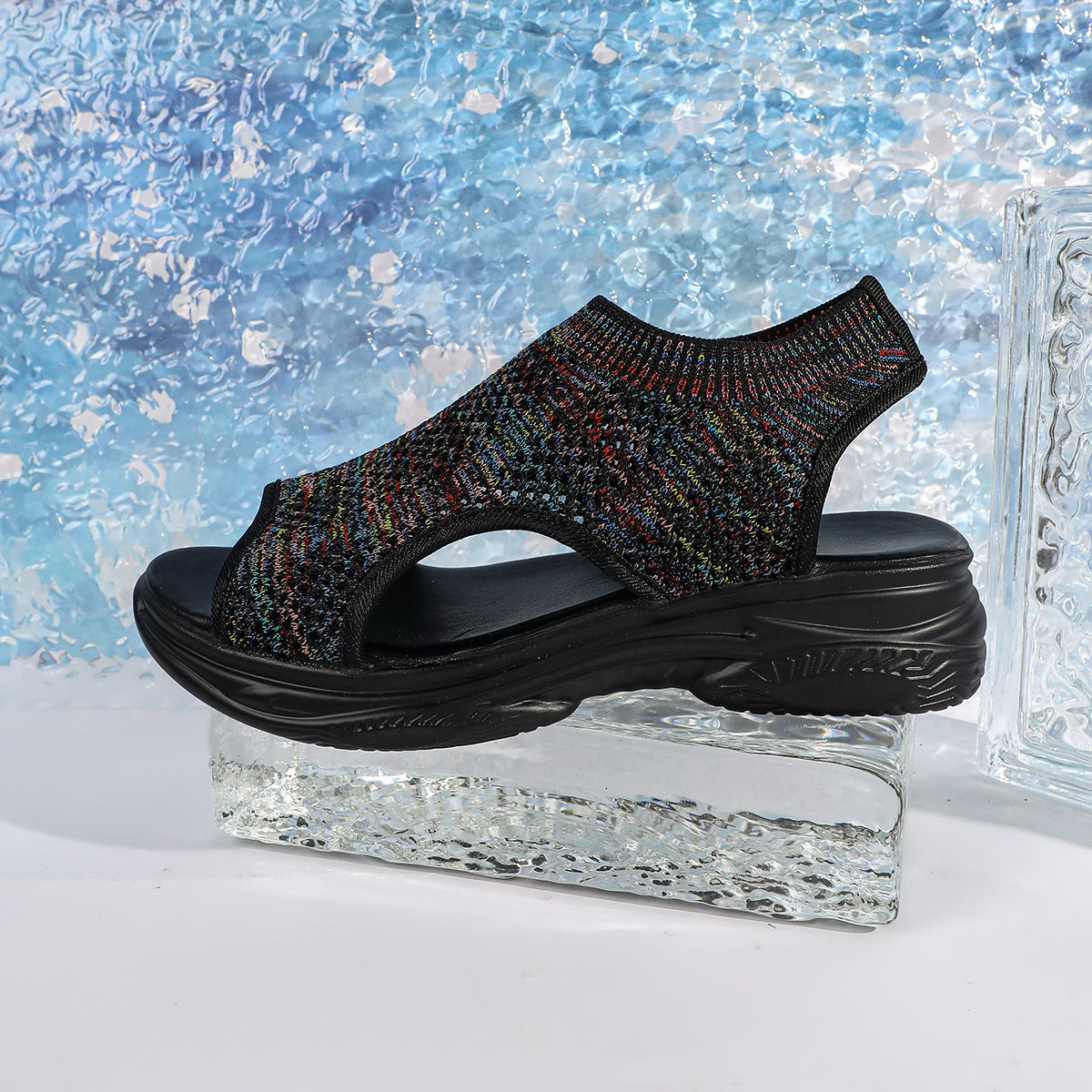 Casual Peep-Toe Plateau-Sandalen