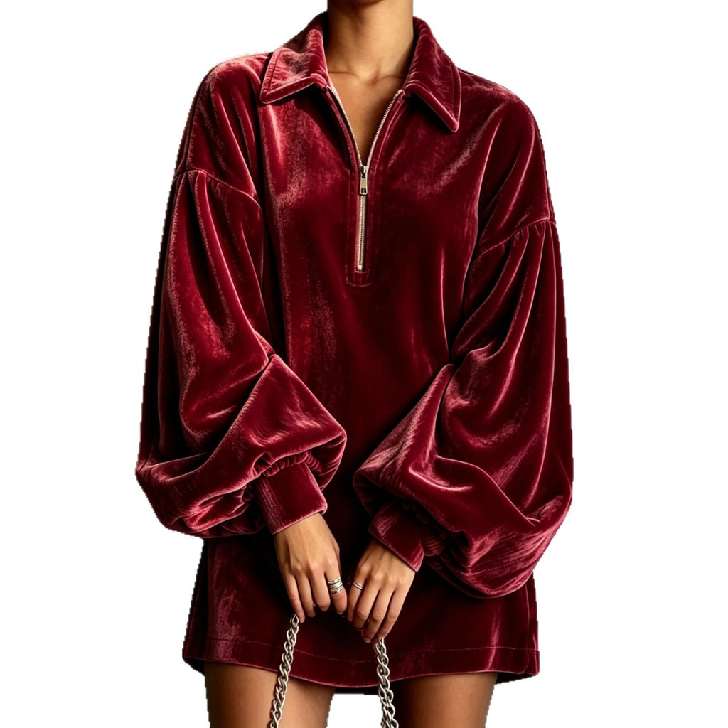 Samt-Kleid mit Reverskragen