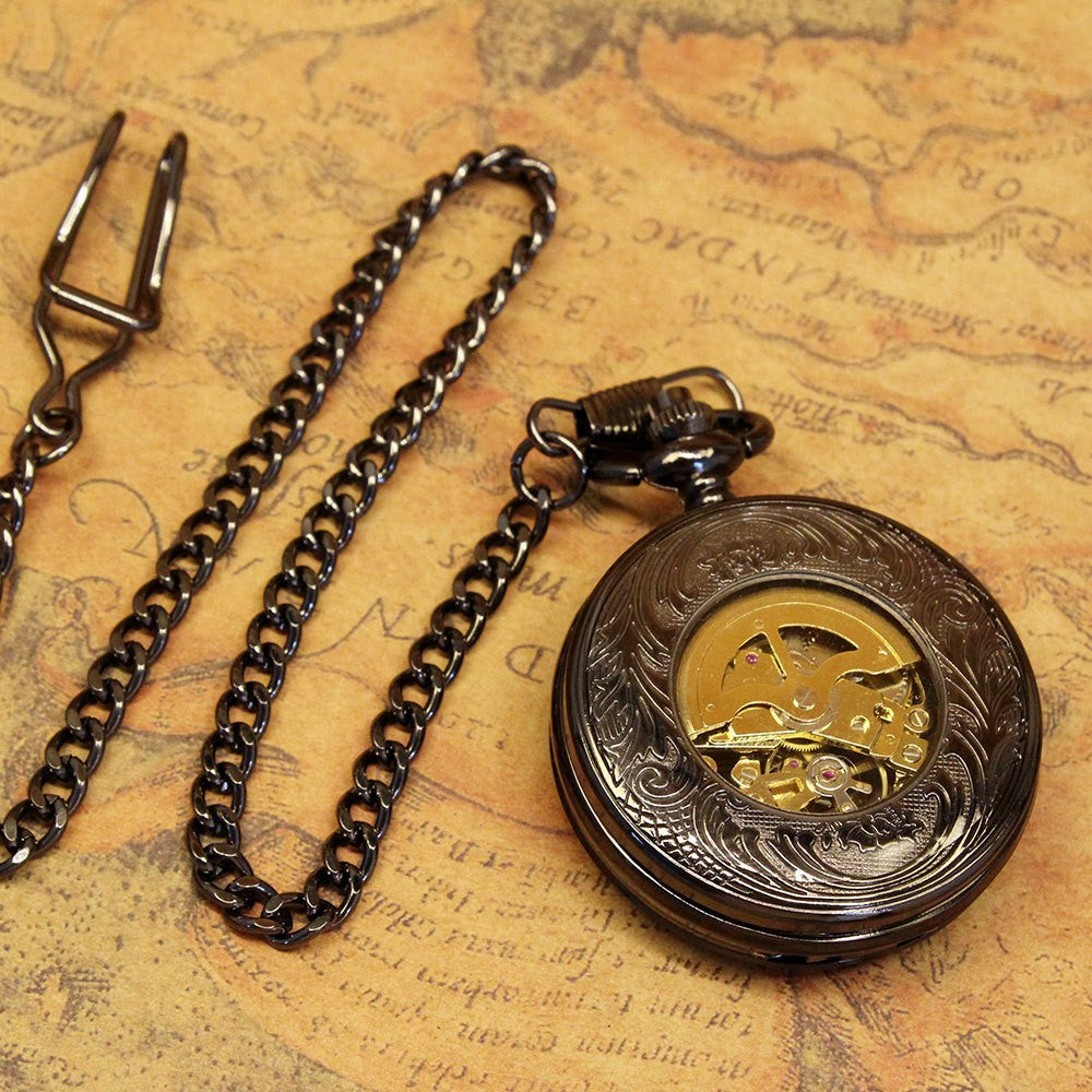 Transparente Retro-Skelett-Taschenuhr – Ansicht 5