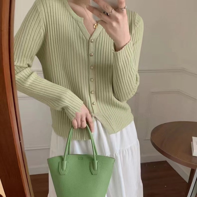 Strick-Cardigan mit Knopfleiste