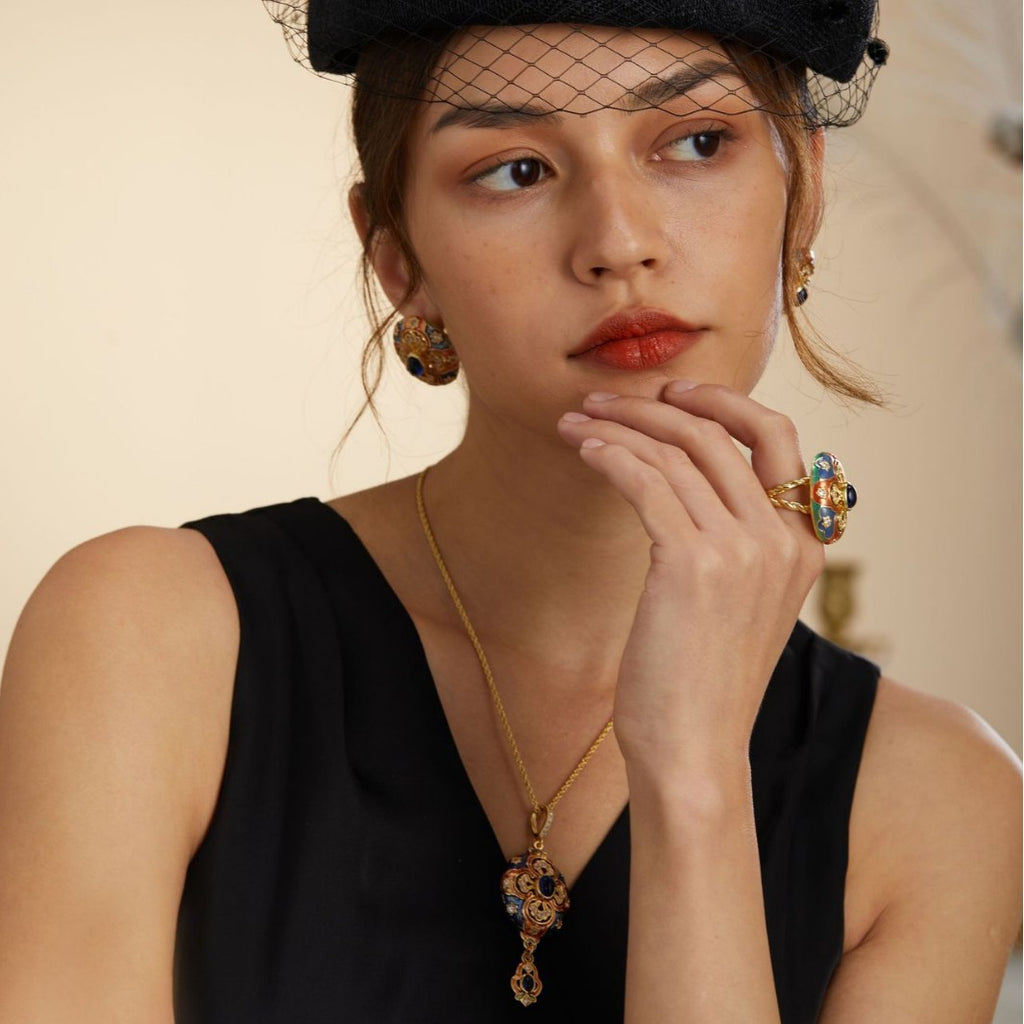 Retro-Emaille-Ring für Damen