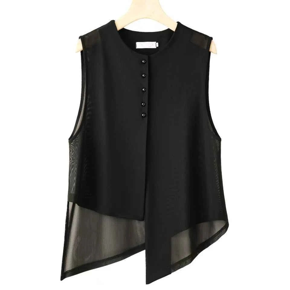 Elegante asymmetrische Mesh-Weste