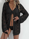 Lochstickerei Langarm Cardigan