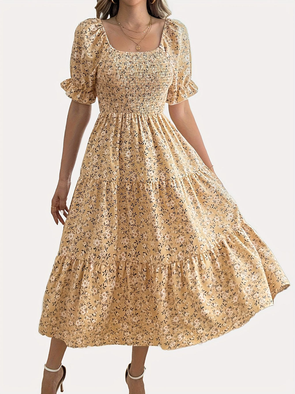 Langes Blumenkleid für Damen