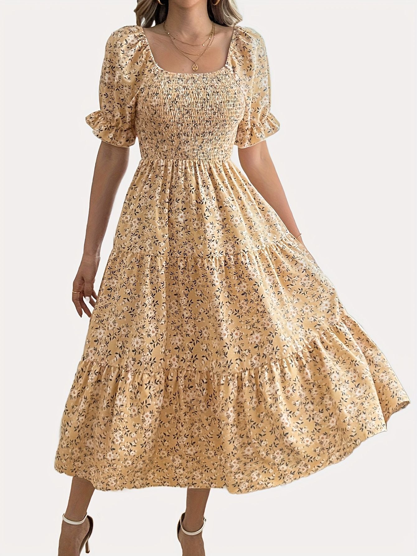 Langes Blumenkleid für Damen