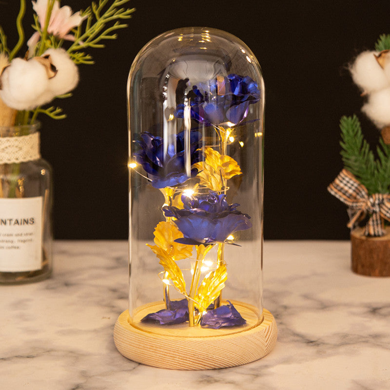 Glasdome mit 3 Goldrosen