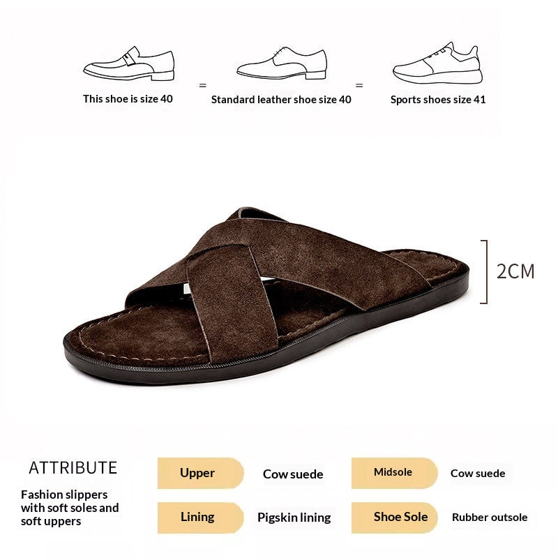 Herren Suede Pantoletten mit Kreuzriemen