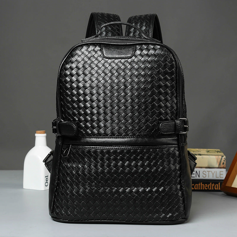 Rucksack aus Kunstleder, geflochten, schwarz – Bild 3 | LuxeStyle