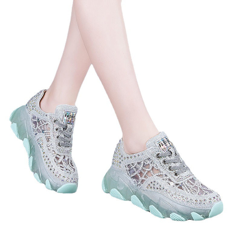 Damen-Sneaker mit atmungsaktivem Mesh und Höhenaufbau