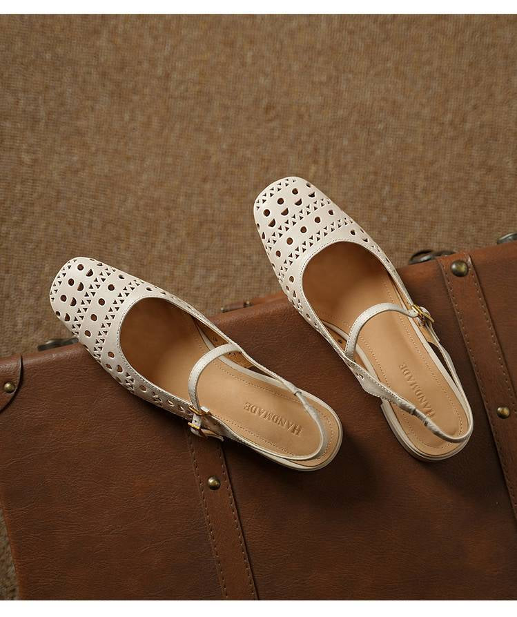 Damen-Sandalen aus echtem Leder mit Cut-outs