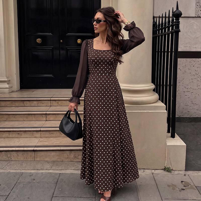 Retro Polka-Dot A-Linien-Kleid