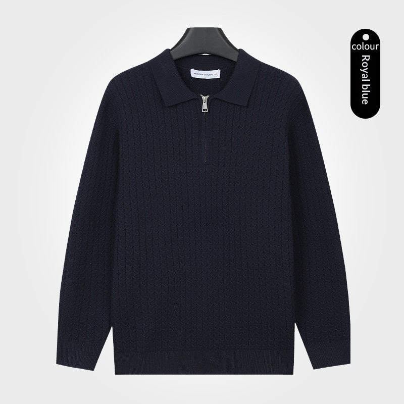 Langarmpullover mit Kragen und Halbzip – Bild 8 | LuxeStyle