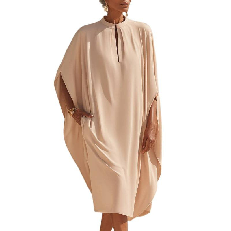 Midi-Freizeitkleid mit Mandarin-Kragen