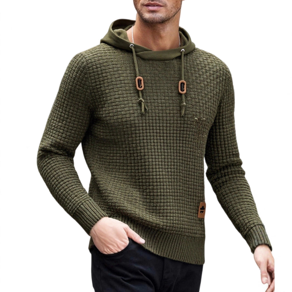 Männlicher Strickpullover mit Kapuzenfunktion – Bild 6 | LuxeStyle