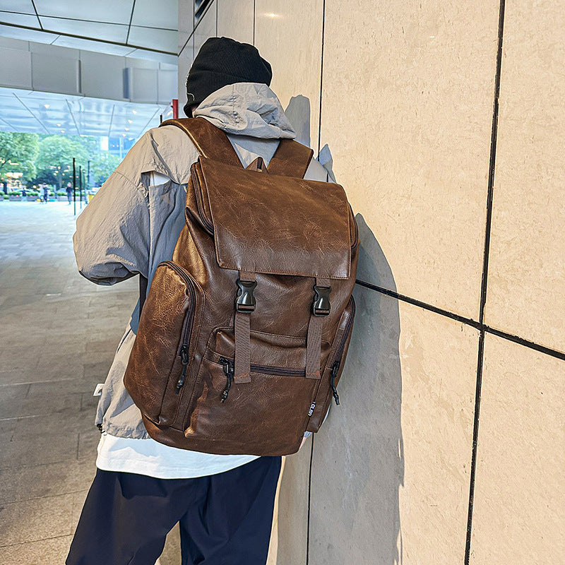 Retro Herren Leder Rucksack mit Computerfach – Bild 3 | LuxeStyle
