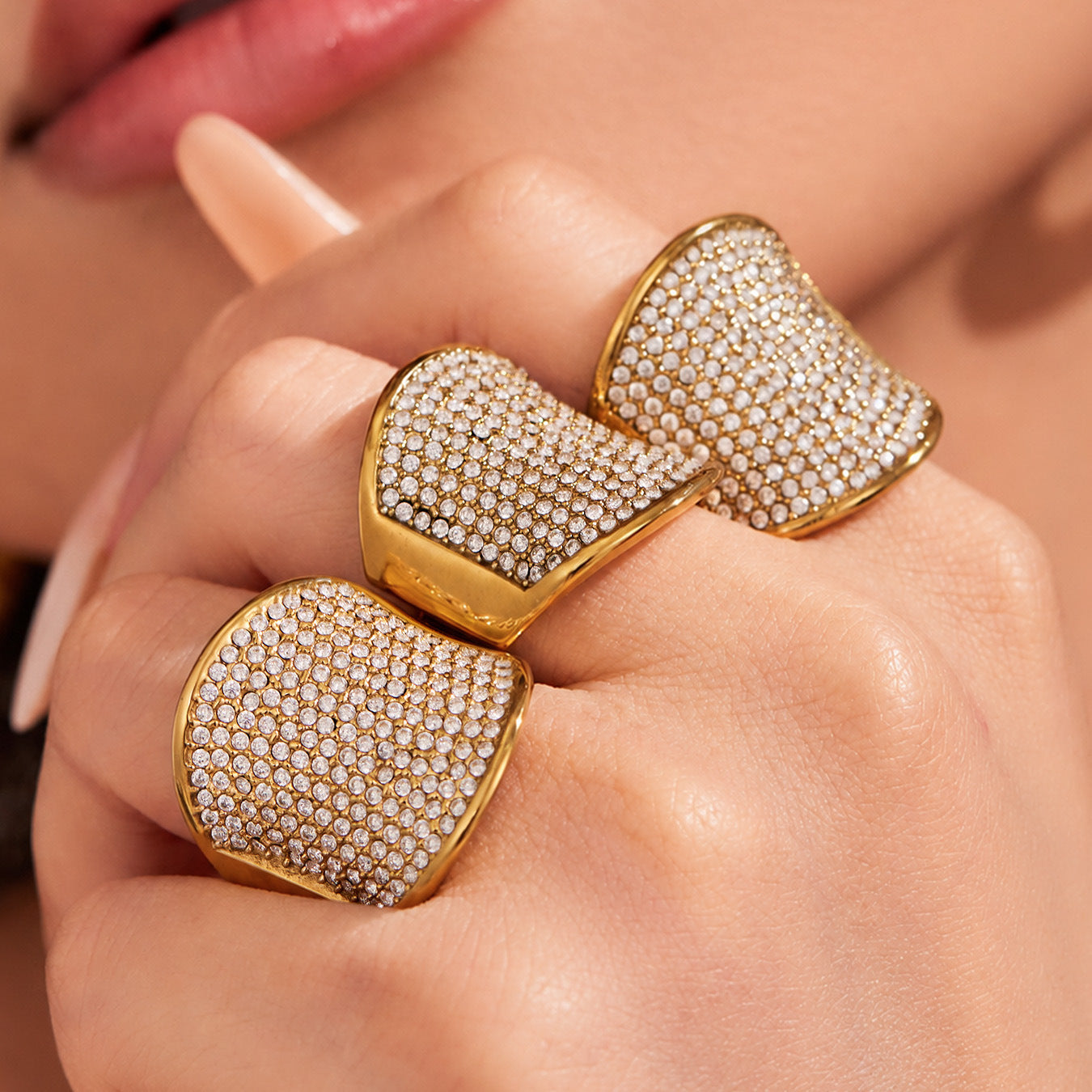 18k Gold Damenring Edelstahl