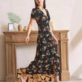 Vintage V-Ausschnitt Blumenkleid – Bild 7 | LuxeStyle