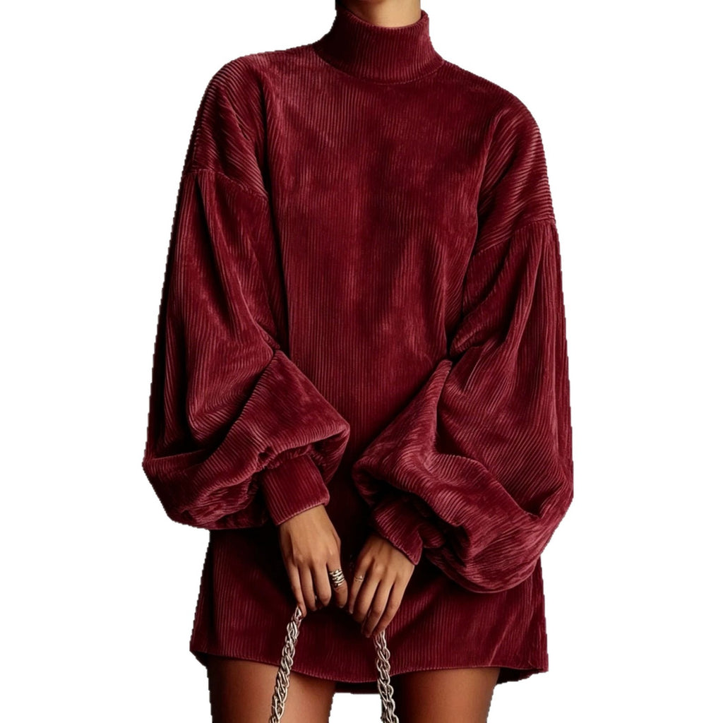 Loose-fit Langarm-Kleid mit Puffärmeln