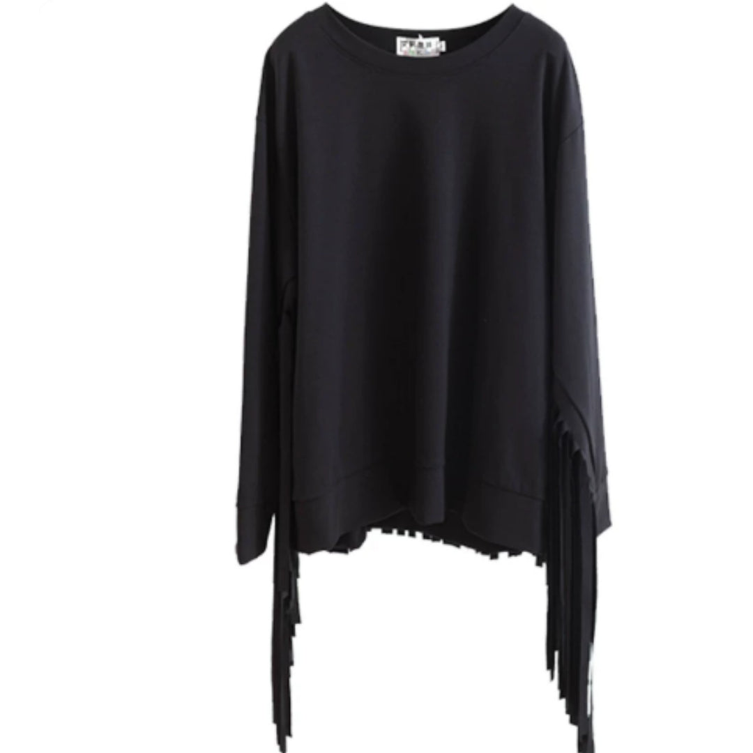 Sweatshirt mit Rundhals und langen Quasten