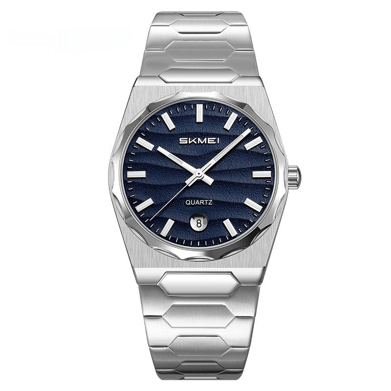 Herrenuhr mit Edelstahlband und Kalenderfunktion