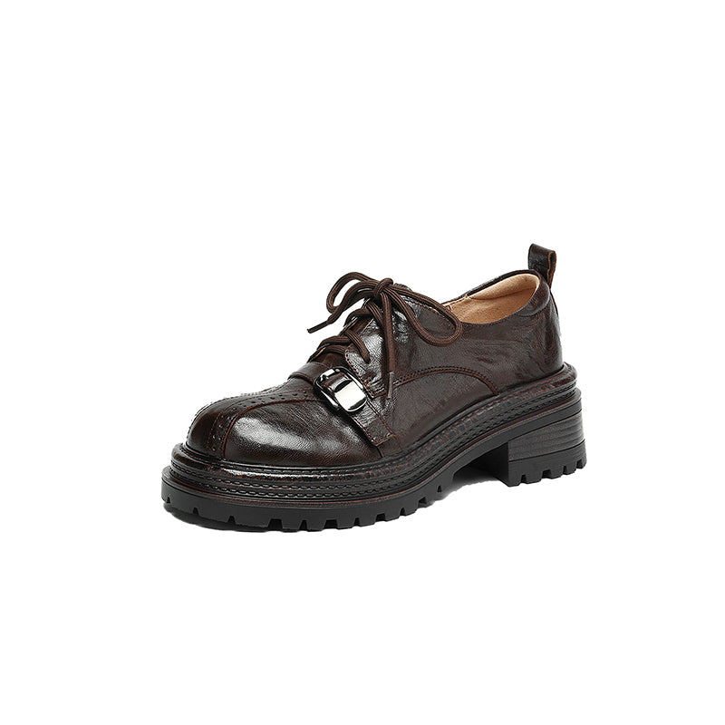 Damen Plateau Oxford aus Lammleder