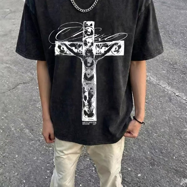 Sommer-T-Shirt Kurzarm gewaschen abgenutzt