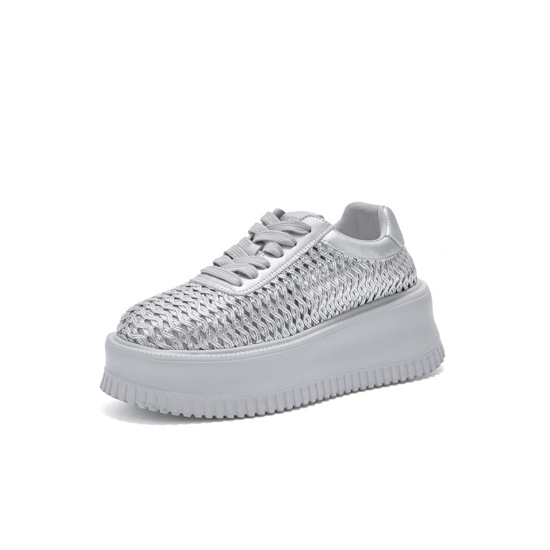 Damen Casual Hollow-Weave Schuhe mit dicker Sohle
