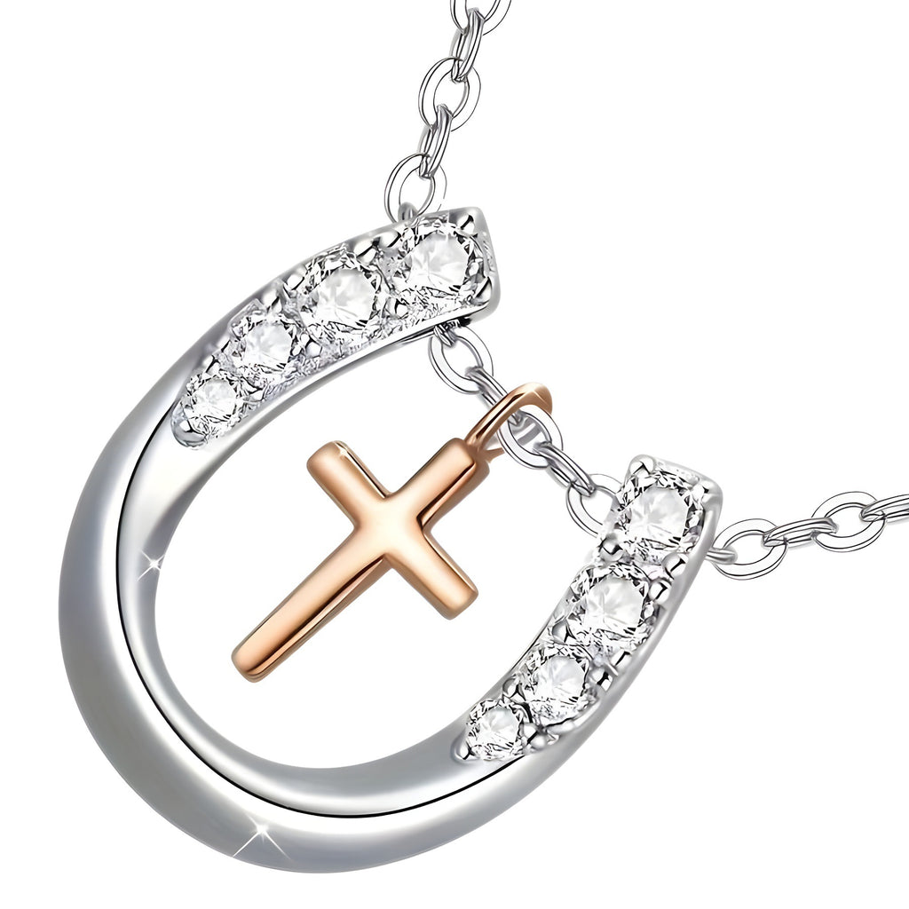 Glücks-Halskette «Fortune» · Hufeisen & Kreuz mit Zirkonia – LuxeStyle
