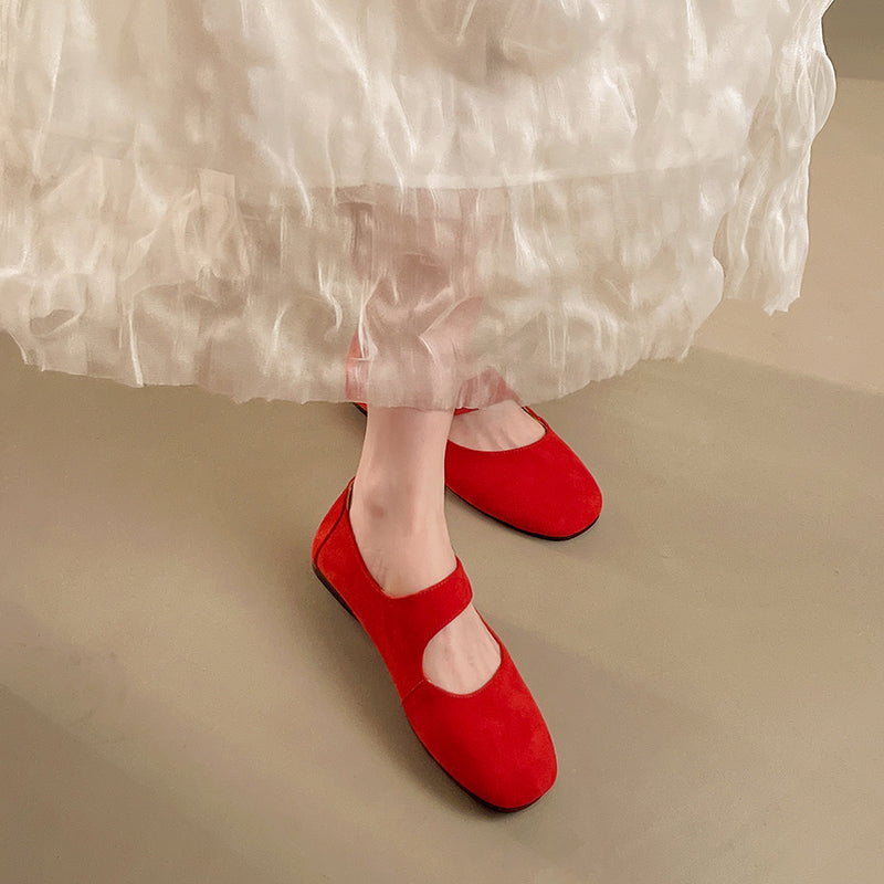 Ballet Flats Mary Jane Wildleder