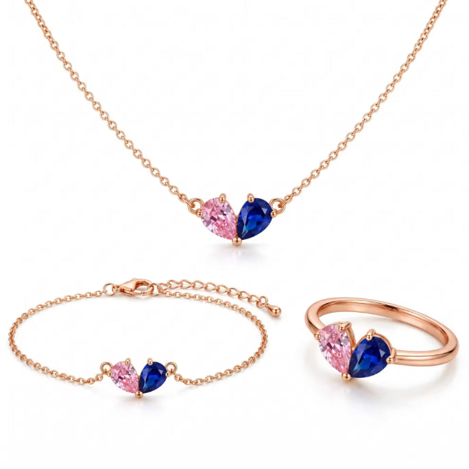 Schmuckset mit Wassertropfen-Anhänger | LuxeStyle
