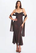 Polka-Dot A-Linienkleid mit Seidenschal-Detail – Bild 5 | LuxeStyle