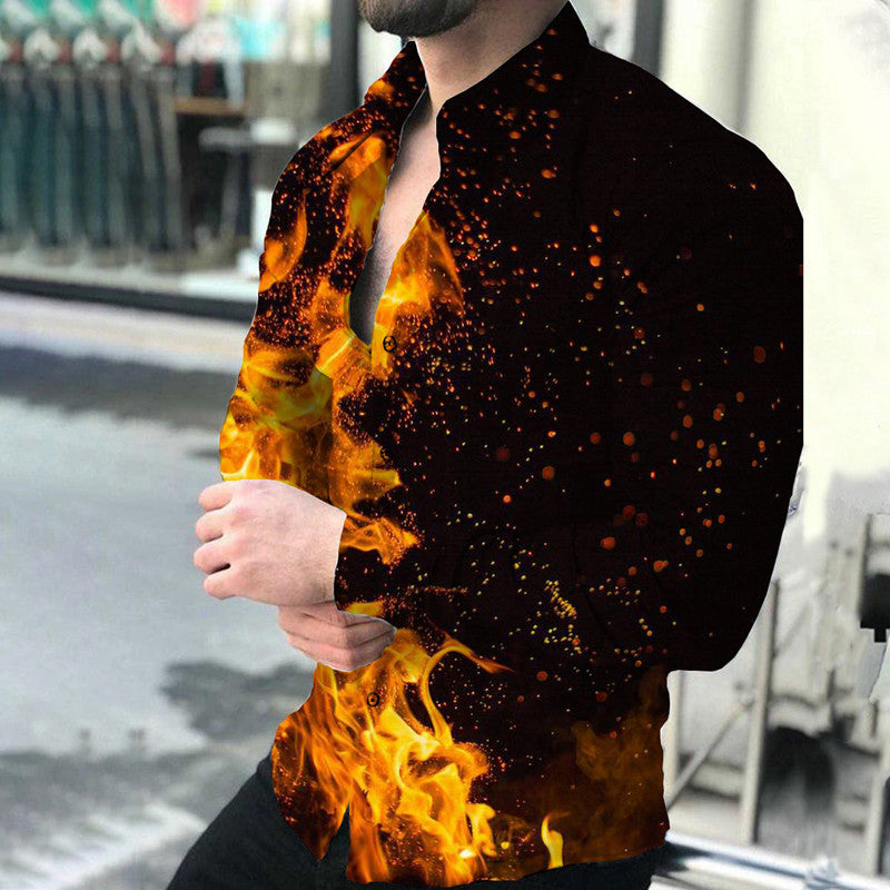 Langärmliges 3D-Druck-Shirt für Männer | LuxeStyle